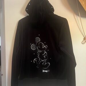 Disney Park velour Mickey Mouse silhouette Black Hoodie full zip
